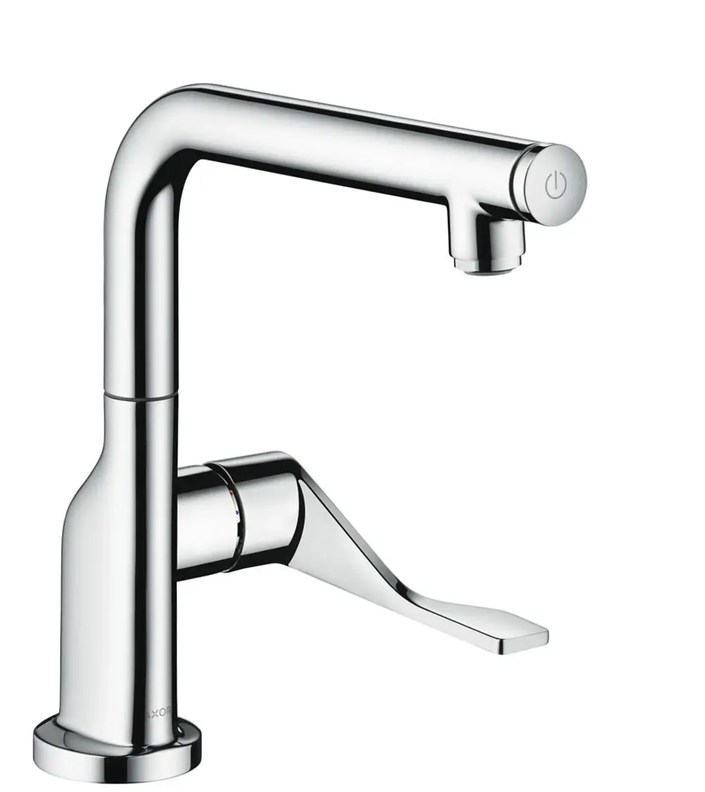 Küchenmischer von AXOR mit schwenkbarem Auslauf und einem Hebel, hergestellt aus verchromtem Material. Eignet sich für moderne Küchenanwendungen.